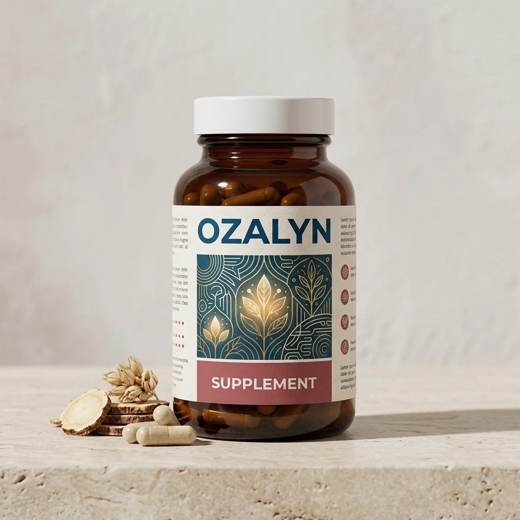Ozalyn plantaardig voedingssupplement fles, paars-violet verloop